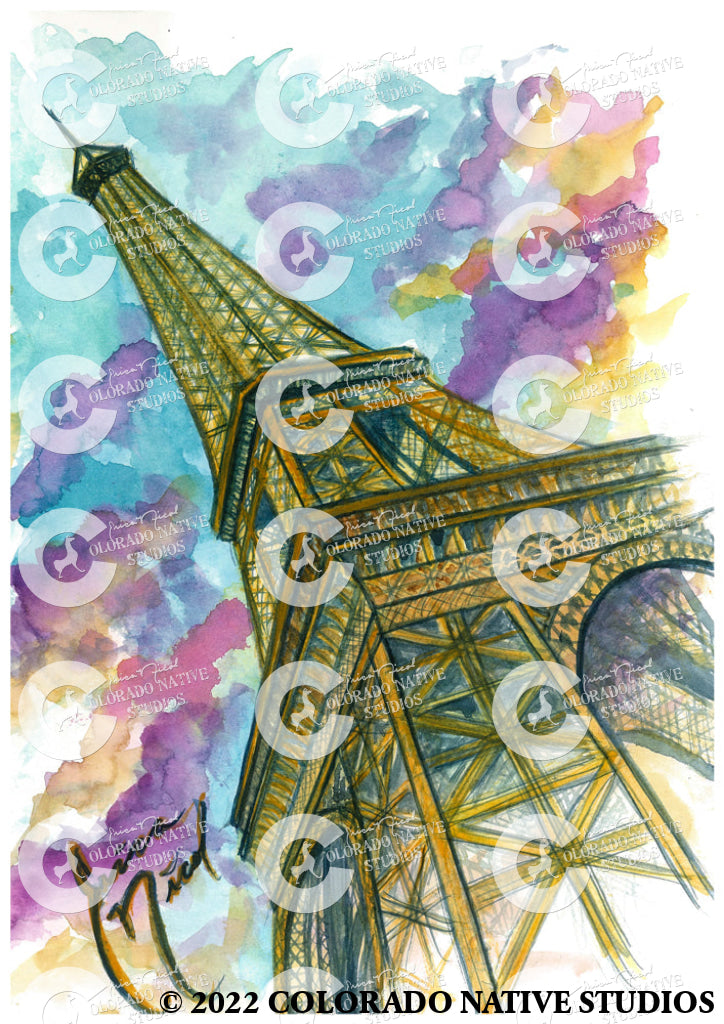 Eiffil Tower Art Print (Watercolor)