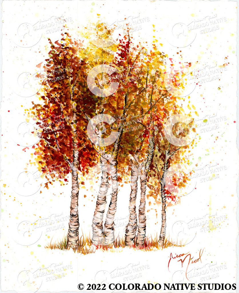 Fall Aspens 1 Art Print (Watercolor)