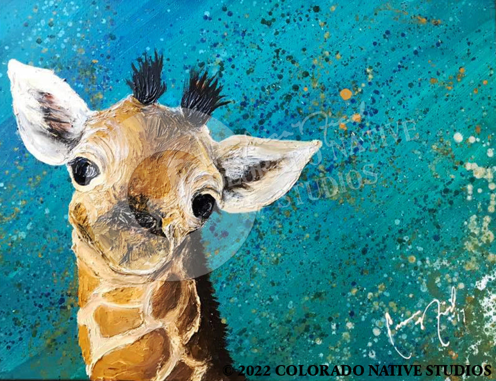 Giraffe Art Print (Oil/Acrylic)