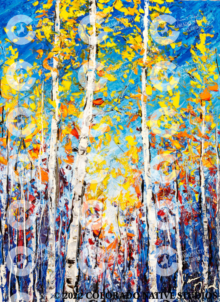 Rainbow Aspens Art Print (Oil/Acrylic)