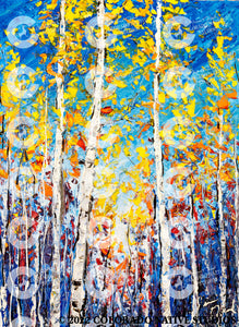 Rainbow Aspens Art Print (Oil/Acrylic)