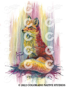 Rainbow Fox Art Print (Watercolor)