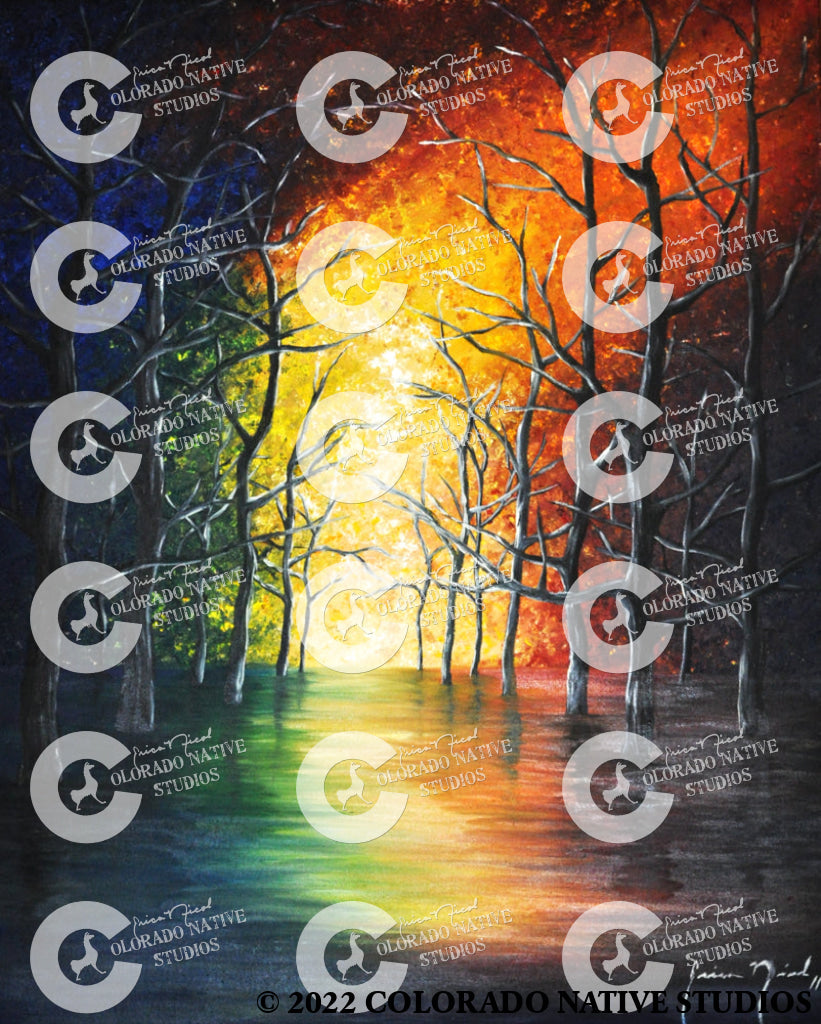 Rainbow Swamp Art Print (Oil/Acrylic)