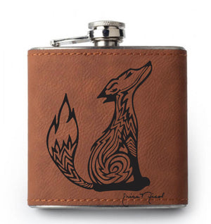 Engraved Leather Flasks
